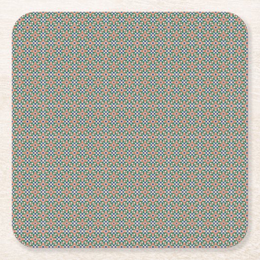 Moroccan Zellige Pattern Geometric Coaster スクエアペーパーコースター (正面)