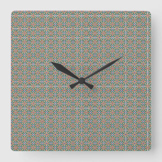 Moroccan Zellige Pattern Ornate Wall Clock スクエア壁時計