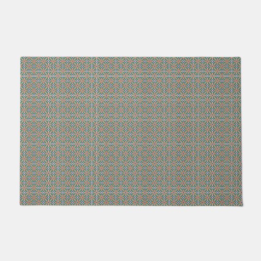 Moroccan Zellige Pattern Vibrant Area Rug ドアマット (正面)