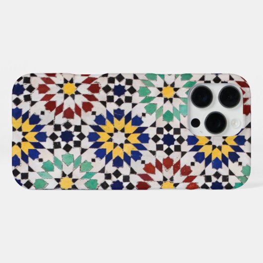 Moroccan Zellige Phone Case – Traditional Tile Pat iPhoneケース (裏面横)