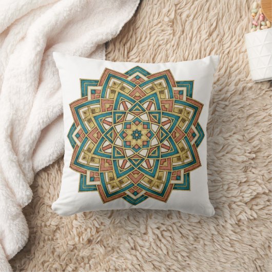 Moroccan Zellij Tile Art Pillow クッション (ブランケット)