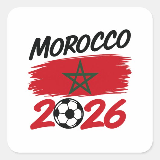 Morocco 2026 Soccer Fan, Football Supporter Pride  スクエアシール (正面)