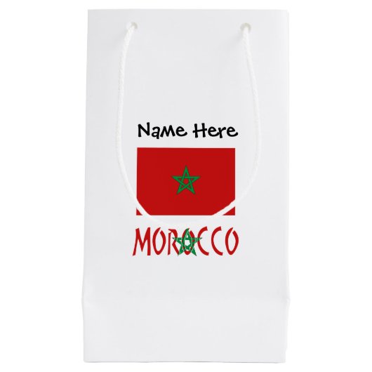 Morocco and Moroccan Flag with Your Name スモールペーパーバッグ (正面)