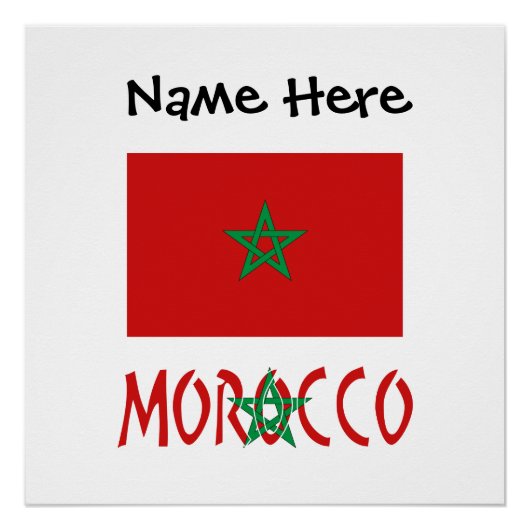 Morocco and Moroccan Flag with Your Name ポスター (正面)