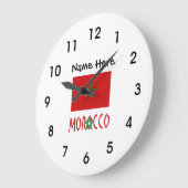 Morocco and Moroccan Flag with Your Name ラージ壁時計 (傾斜)