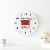 Morocco and Moroccan Flag with Your Name ラージ壁時計 (ホーム)