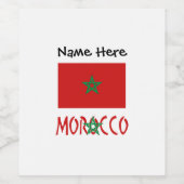 Morocco and Moroccan Flag with Your Name ワインラベル (シングルラベル)