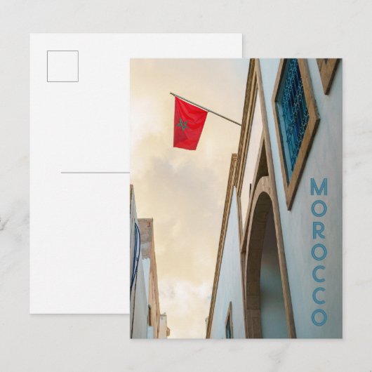 Morocco Architecture with Flag, travel photo ポストカード (正面/裏面)