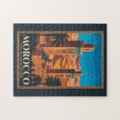  Morocco Desert Illustration Travel Art Vintage ジグソーパズル (横)