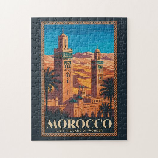  Morocco Desert Illustration Travel Art Vintage ジグソーパズル (縦)