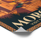 Morocco Desert Illustration Travel Art Vintage ポスター (角)