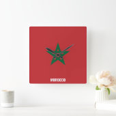 Morocco Flag Dazzling Patriotic スクエア壁時計 (ホーム)