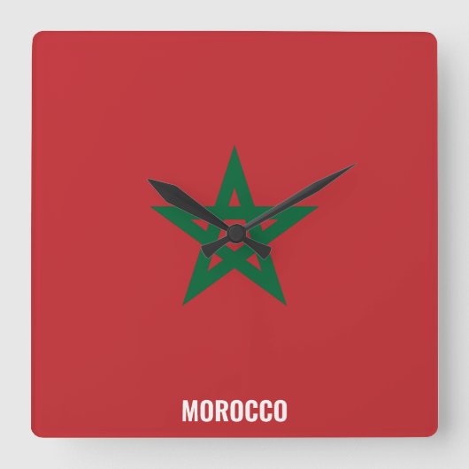 Morocco Flag Dazzling Patriotic スクエア壁時計 (正面)
