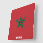 Morocco Flag Dazzling Patriotic スクエア壁時計 (傾斜)
