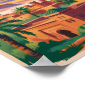 Morocco Illustration Travel Art Vintage ポスター (角)