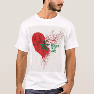 Morocco in My Veins . Moroccan Flag Pride & Identi Tシャツ