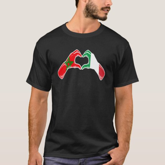 Morocco Italy Flag - Moroccan Italian Heart Tシャツ (正面)