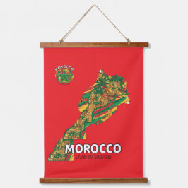 Morocco Land of Dreams Map Wood Wall Tapestry 吊り下げ型タペストリー