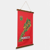 Morocco Land of Dreams Map Wood Wall Tapestry 吊り下げ型タペストリー (傾斜あり)