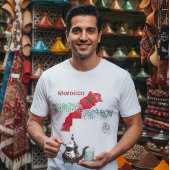 Morocco Map Art – Red & Green Moroccan Tシャツ
