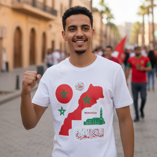 Morocco Map & Flag Sticker Tシャツ