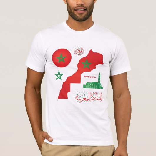 Morocco Map & Flag Sticker Tシャツ (正面)
