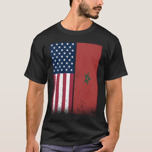 Morocco  Moroccan American Flags Proud USA Morocco Tシャツ (正面)