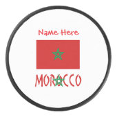 Morocco Moroccan Flag Red Personalized Name アイスホッケーパック (正面)