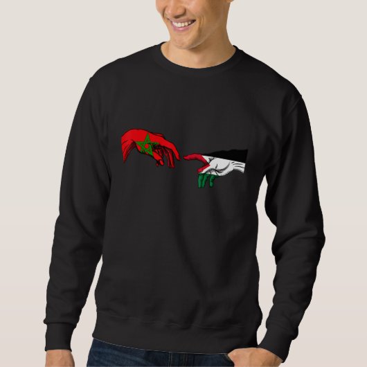 Morocco Palestine Flag Palestinian Moroccan Hands スウェットシャツ (正面)