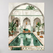 Morocco Print Morocco Illustration Moroccan Riad  ポスター (正面)