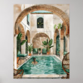 Morocco Print Morocco Illustration Moroccan Riad  ポスター (正面)