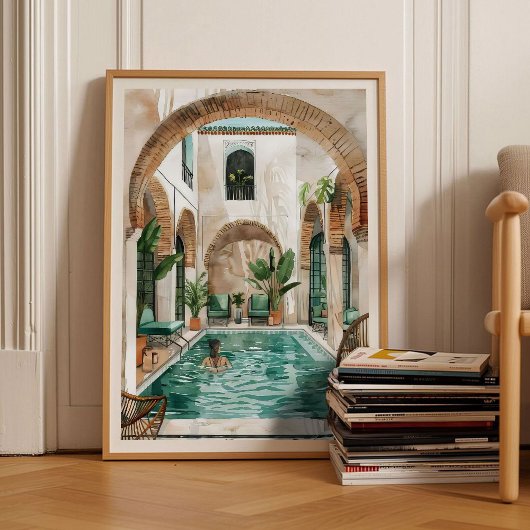 Morocco Print Morocco Illustration Moroccan Riad  ポスター