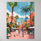 Morocco Print Morocco Illustration Moroccan Riad  ポスター (正面)