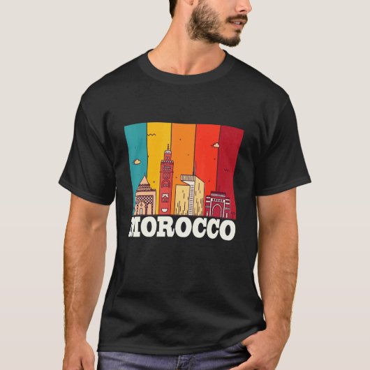 Morocco Skyline Africa Souvenir Moroccans Gibralta Tシャツ (正面)