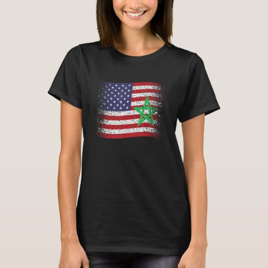 Morocco Usa Flag Morrocan Flag Tシャツ (正面)