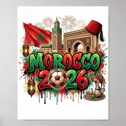 Morocco Vintage Flag Moroccan African ポスター (正面)