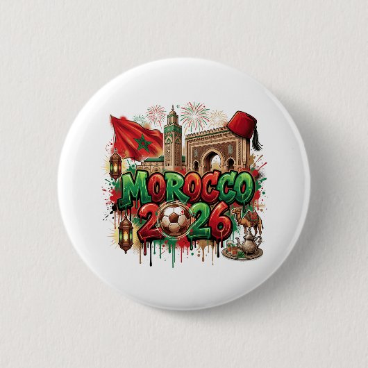 Morocco Vintage Flag Moroccan African 缶バッジ (正面)