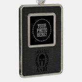 Moron Labe Warrior Mask Laurelsカーボンファイバー シルバープレートフレームオーナメント (右)