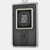 Moron Labe Warrior Mask Laurelsカーボンファイバー シルバープレートフレームオーナメント (左)