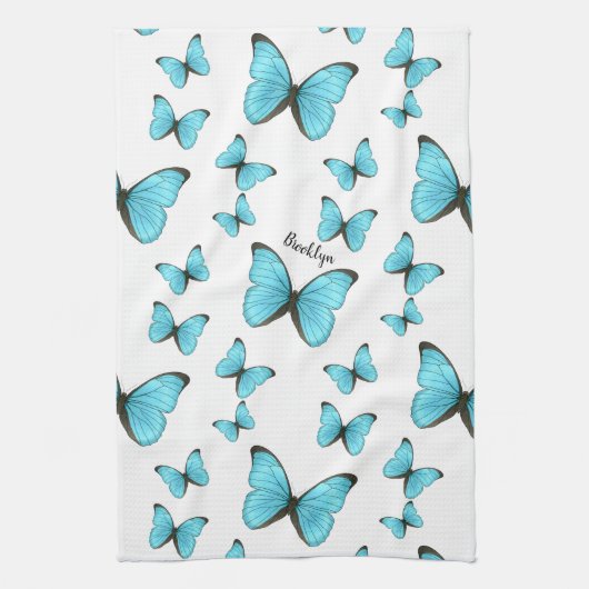 Morpho butterflies cartoon illustration   キッチンタオル (縦)