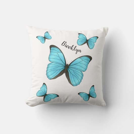 Morpho butterflies cartoon illustration クッション (正面)