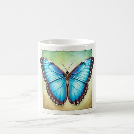 Morpho Butterfly 110924IREF224 - Watercolor コーヒーマグカップ (中央)