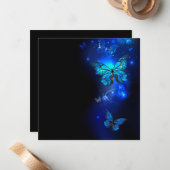 Morpho Butterfly in the Dark Background ノートカード (正面/裏面インサイチュ)