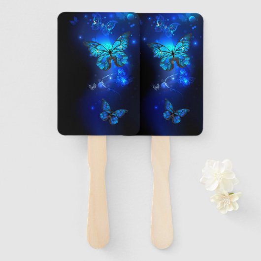 Morpho Butterfly in the Dark Background ハンドファン (正面&裏面)