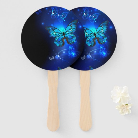 Morpho Butterfly in the Dark Background ハンドファン (正面&裏面)