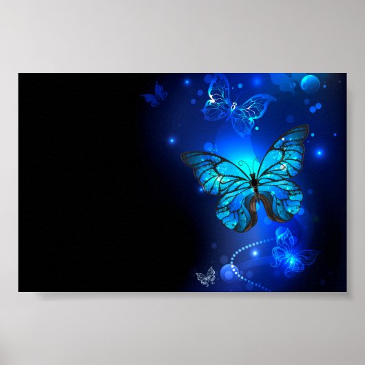 Morpho Butterfly in the Dark Background ポスター (正面)