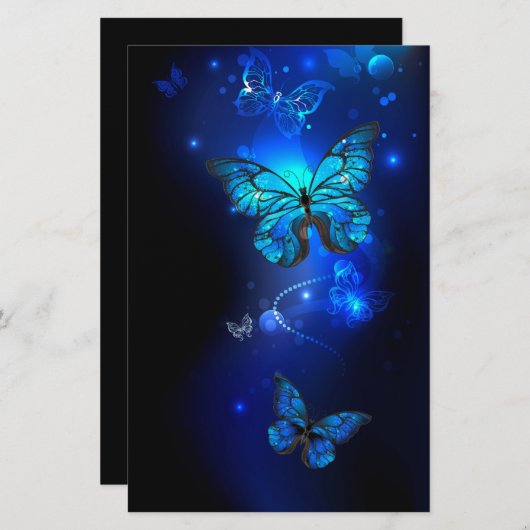 Morpho Butterfly in the Dark Background 便箋 (正面/裏面)
