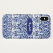 Morrisパターン青いウサギのパーソナライズなモノグラム Case-Mate iPhoneケース (裏面(横))