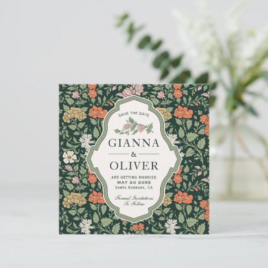 Morrisフローラ庭園の結婚式日付カードの保存 招待状 (スタンド正面)