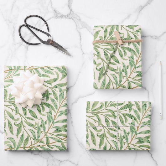 Morris - Antique willow leaves & Branches Pattern ラッピングペーパーシート (正面)